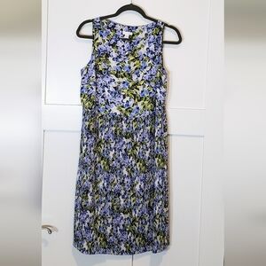 J. Jill Granite Water Floral Dress Accordion Pleated Blues Green White S…